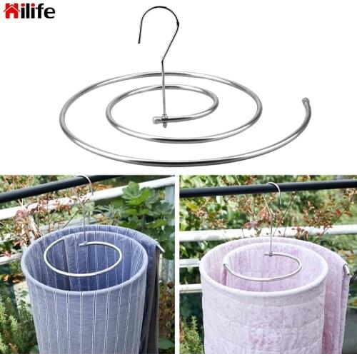 Blanket Hanger Save Space Stainless Steel Round Spiral Quilt Sheets Hanger Outdoor Home Balcony Hanger Rotating Drying Rack
