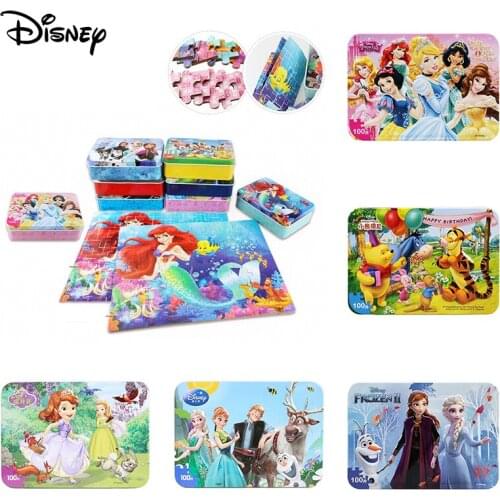 Disney Princess Frozen Puzzles for Children Paper Jigsaw Educational Intellectual Decompressing DIY Large Puzzle Game Toys Gift