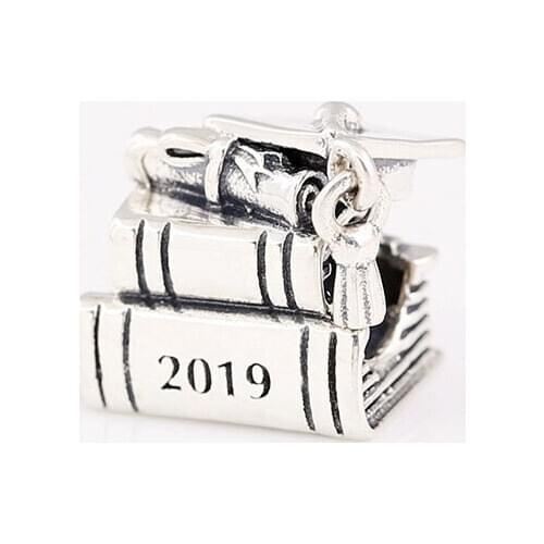 Authentic 925 Sterling Silver Beads Graduation Hat Books And Scrolls Beading Fit Original Pandora Bracelet For Women Diy Jewelry