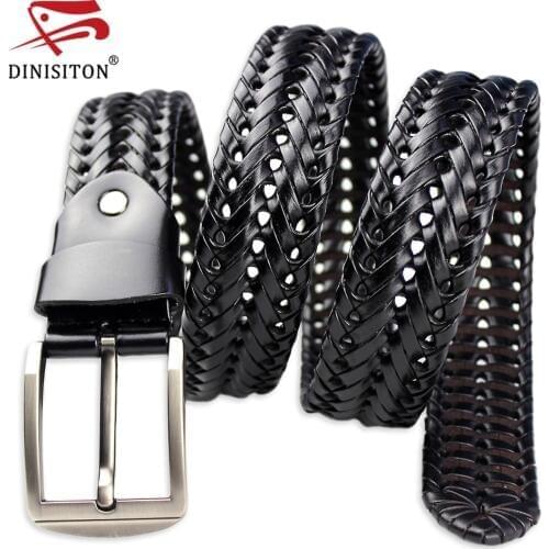 DINISITON braided leather belt For Mens Belts 4.0CM Width Luxury Genuine Leather Cow Straps Hand Knitted Designer Strap BZ201