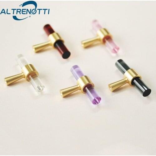 Cabinet Furniture Handle Luxury Crystal Glass Brass Knob Kitchen Room Wardrobe Cupboard Drawer Single Hole Door Pull Hardware