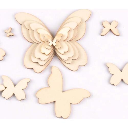 Mixed Butterfly Wood Slices DIY Crafts Handmade Accessories Unfinished Wooden Charms Pendant Home Decor Arts 10-80mm M1963