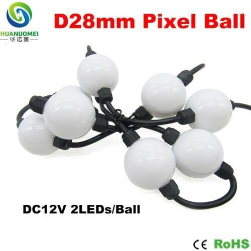 D28mm 2LEDs UCS1903 LED Pixel Ball Light,Digital full color, 3535 SMD RGB LED,UCS1903 chip,2LEDs/Ball,20Balls/string,DC12V input