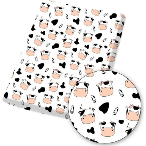 Polyester Cotton Fabric Printed Cloth Fabrics Sheet Cartoon Cow Bows for DIY Dress Bag Needlework Sewing Materials 45*145cm/pc