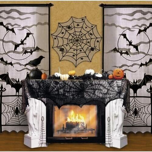 Halloween Decoration Horror Props Lace Spiderweb Fireplace Mantle Scarf Cover Tablecloth Curtain Cosplay Party Supplies