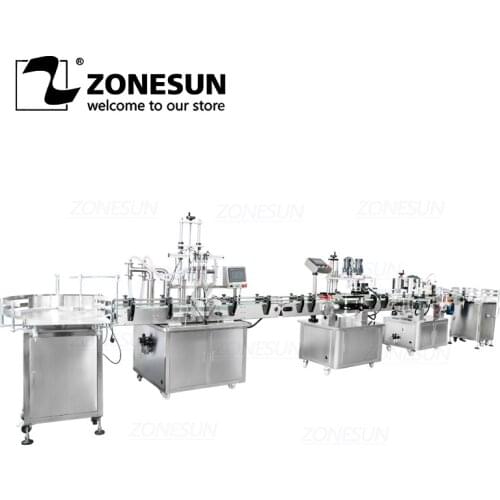 ZONESUN ZS-FAL180R5 Automatic Round Liquid Shampoo Perfume Bottle Piston Filling Capping And Labeling Machine