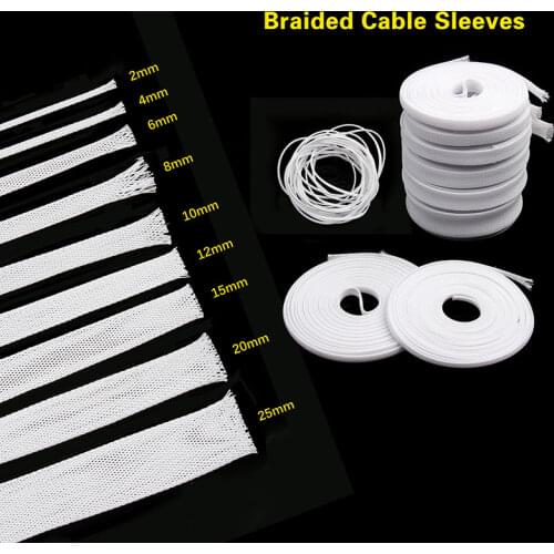 10M PET Expandable Cable Sleeves 2/4/6/8/10/12/15/20/25mm Insulation Braided Sleeving Wire Gland Cables Protection