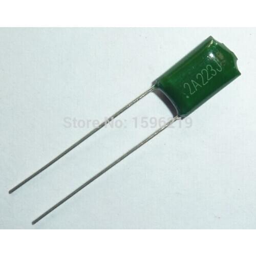 100pcs Mylar Film Capacitor 100V 2A223J 0.022uF 22nF 2A223 5% Polyester Film capacitor