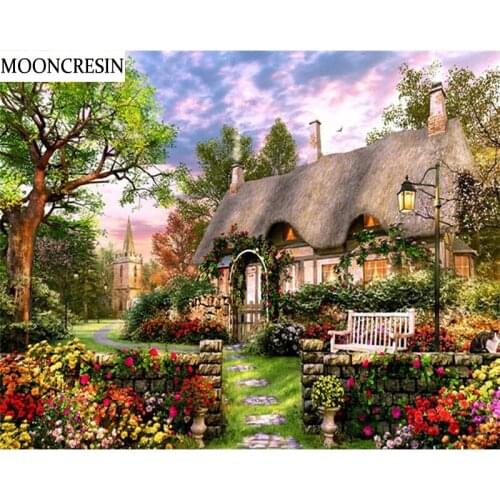 5D Diy Diamond Painting Scenery House Needlework Cross Stitch Full Drill Square Diamond Embroidery Mosaic Crafts Decoration Home