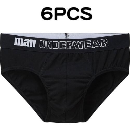 6pcs/lot Comfortable Solid color Underpants Cotton Mens Briefs Men Underwear Panties Mens Breathable Panties Waist Pants