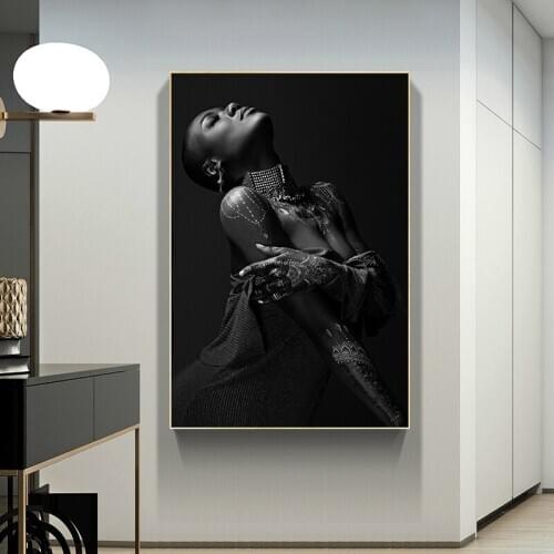 African Black Nude Woman Oil Painting on Canvas Posters and Prints Scandinavian Wall Art Picture for living room Home Decor