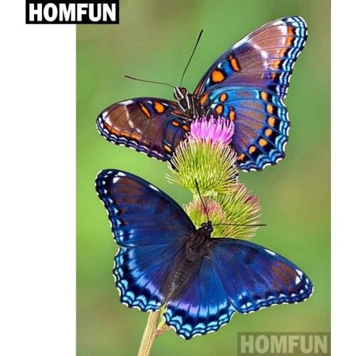 HOMFUN Full Square/Round Drill 5D DIY Diamond Painting "Butterfly flower" Embroidery Cross Stitch 5D Home Decor Gift A06879