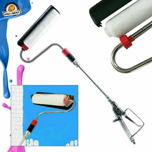 PHENDO Airless Paint Roller Inline Spray Gun with 30cm Spray Extension Pole Self-priming Roller Cover Power Paint Sprayer Set