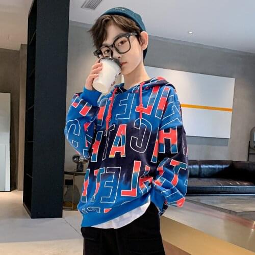 Kids Boys Hoodies Spring Autumn Cotton Letter Print Sweatshirts Children Clothes Sport Teen Outwear Hooded Long Sleeve Pullover