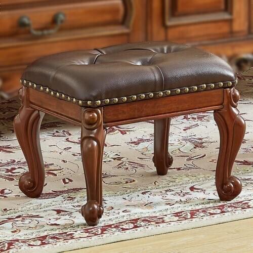 Childrens American Solid Wood Small Stool Square Low Stool Home Sofa Stool Baby Shoe Stool Round European Coffee Table