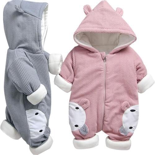 2019 Winter Baby Boy Romper Knitted Cartoon New Born Baby Clothes Cotton Warm Girl Jumpsuit Autumn Unisex Ribbed Baby Clothes