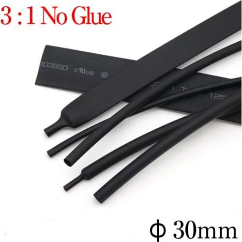 Diameter 30mm Heat Shrink Tubing 3:1 Ratio no glue Waterproof Wire Wrap Insulated Adhesive Lined Cable Sleeve Black
