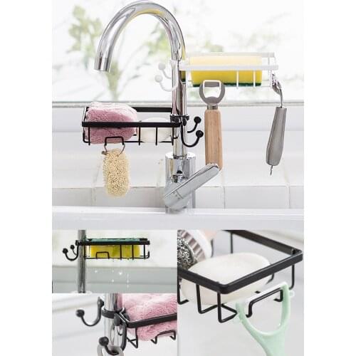 Soap dispenser and Sponge Holder Stainless Steel Kitchen Bathroom Tap Can Be Worn