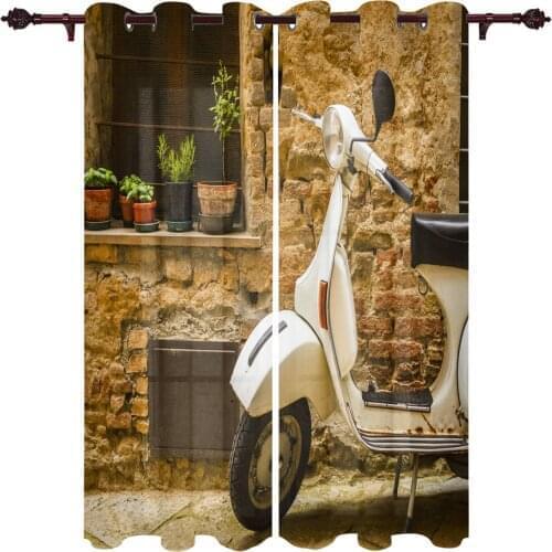 Electric Car Rural Building Valance Window Curtains For Living Room Bedroom Kitchen Home Luxury Youth Room Treatment Curtains