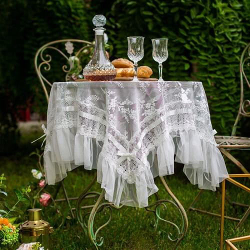 European Embroidered Tablecloth Rectangular Table Cloth for Wedding Party Hotel Banquet Table Cover White Lace Table Covers
