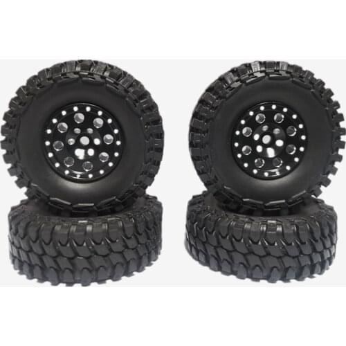 Wheels and Tires 4Pcs Metal Micro Crawler Tires for 1/24 RC Crawler Car Axial SCX24 90081 AXI00001 Deadbolt(Black)