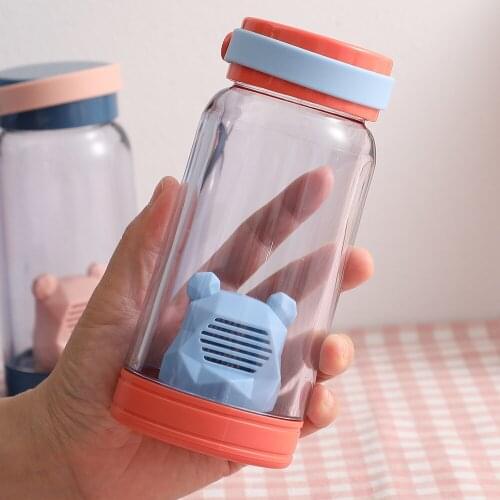 Creative geometric bear tea separate plastic cup tea water separation cup female cute high-value water cup