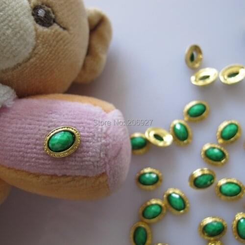 MD-422 10pcs Fancy Green Stone Gold Deco Metal Charms Metal Deco Charms Nail Art