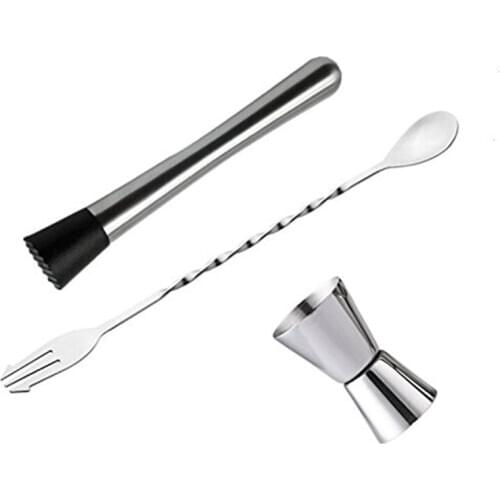 Stainless Steel Cocktail Muddler, Mixing Spoon, Jigger Set, Bar Tool set for Bar Party Wine Cocktail Drink Shaker