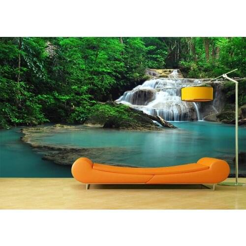 Wholesales Custom Art Photo Wallpaper Green Lake Wall Decoration Poster Vinyl Removable Wall Mural Wall Stickers For Bedroom