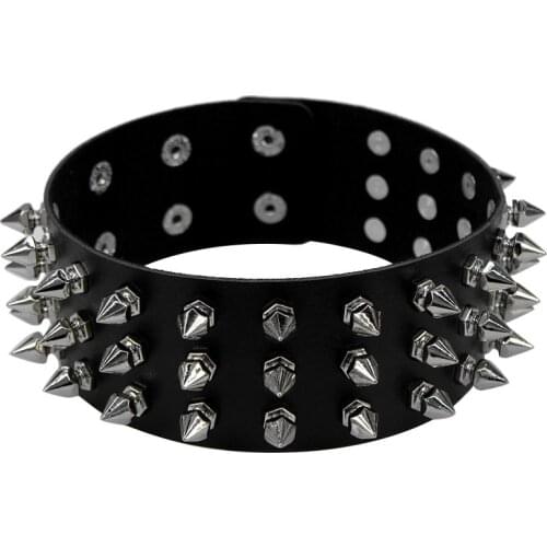 Spike Punk Women Men Jewelry Necklace on Neck Leather Rivet Studs Choker Collares Necklace Gothic Chocker Necklaces Jewelry