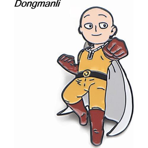 P3786 Dongmanli Anime Saitama Metal Enamel Brooches and Pins Collection Lapel Pin Backpack Badge Collar Jewelry