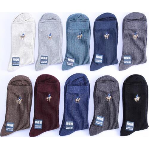 PIERPOLO Socks Men Brand Dress Socks 5Pairs/lot Fashion Happy Cotton Socks Business Embroidery Winter Socks Warm calcetines