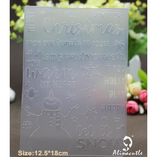 12.5*18cm PLASTIC EMBOSSING FOLDER scrapbook album card winter snowman background decoration paper craft making