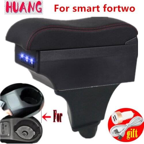 For smart fortwo Armrest box For Smart Fortwo Forfour 2014 - 2019 car Center armrest Box modification accessories with USB LED