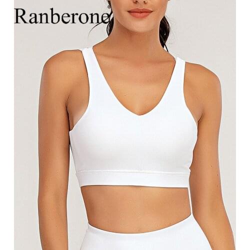 Ranberone New Womens Bra Sports Underwear Beauty Back Shockproof Breathable Sport Bra Top Fitness Training Workout Bra Female