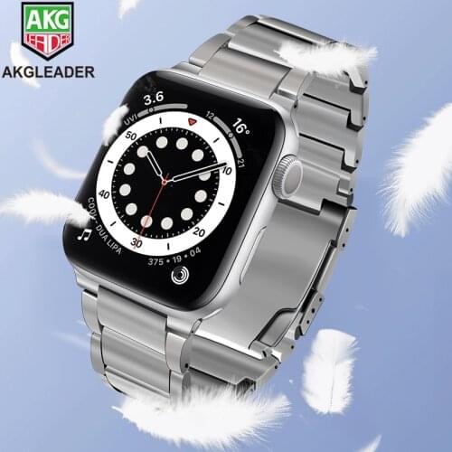 AKGLEADER titanium alloy strap for Apple Watch 6 SE Band 44mm 42mm 40mm 38mm Metal Bracelet for iWatch Series 5 4 3 Watchband