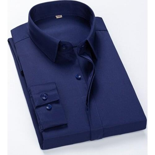 Oversized Mens Business White Black Long Sleeve Shirt Classic Formal Design Work Clothes Blue Black Office Bank Work Shirt 5XL