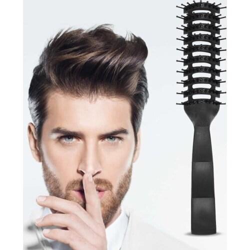 Wonderlife Men Hairbrush Plastic Head Massage Hair Styling Brush Slicked-back Scalp Massager Brush for Salon Home