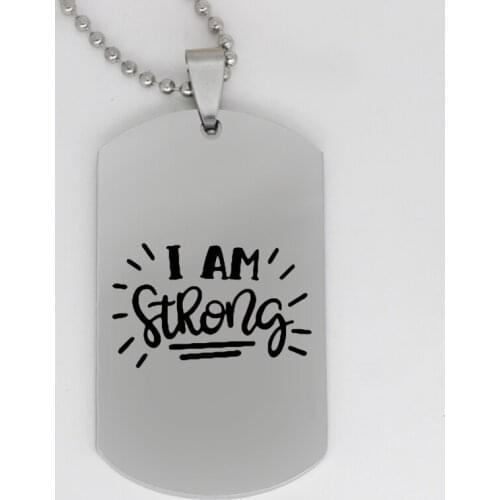 Ufine jewelry girl gift pendant army card I am strong stainless steel customed necklace N4258