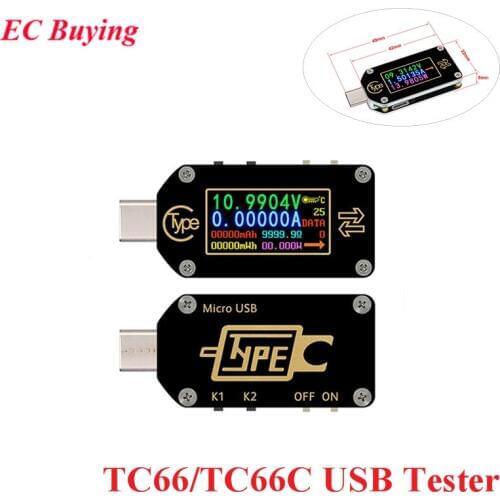 TC66 TC66C Type-C Color LCD Screen USB Voltmeter Ammeter Voltage Current Meter Multimeter Battery PD Fast Charge Power USB Teste