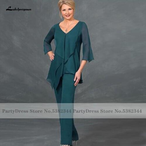Vestido de Madrinha Mother of the Bride Suits with Sleeves Formal Pants Suits Mother of Groom Dress for Women Guest Wedding