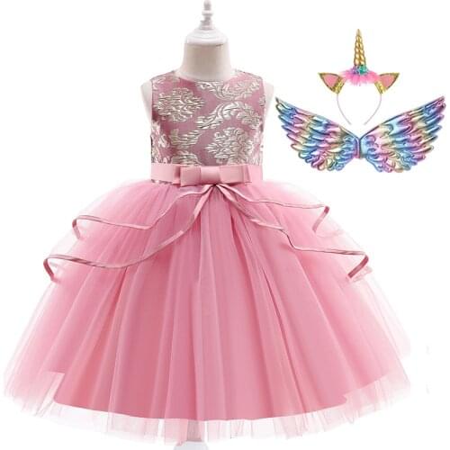 Vintage Flowers Ball Gown Lace Tutu Dress for Girls Birthday Party Dress Kids Sequin Bowknot Dress Christmas Party Clothing Suit