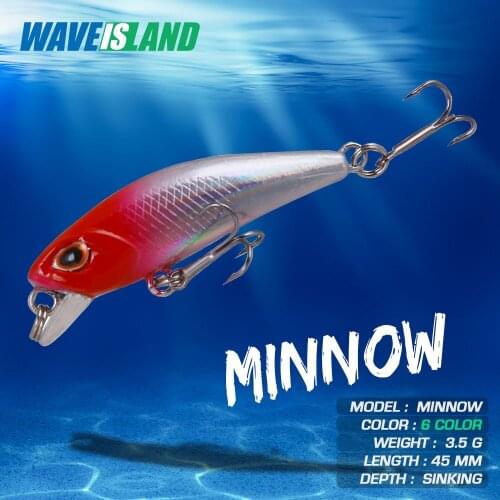 WAVEISLAND Jerkbait Minnow Fishing Lure New Bait 4.5cm 3.5G Mino Wobbler Carp Isca Artificial Leurre Souple Lures Equipment