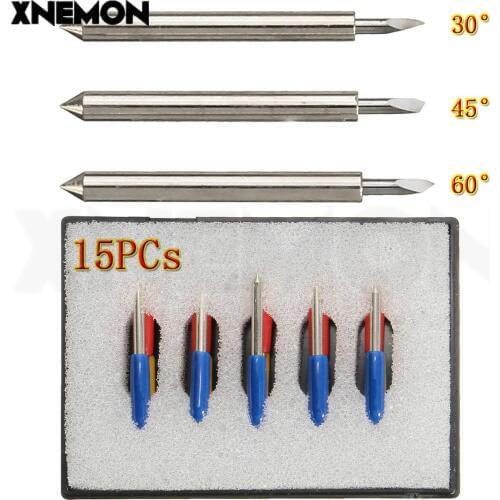 XNEMON High Hardness 15Pcs 30/45/60 Degree Roland GCC Cutting Plotter Vinyl Cutter Blade Knife Blades 25x2mm