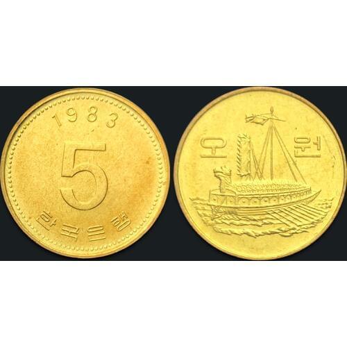 South Korea 5 Won New Genuine Original Coins 100% Real Issuing Coins Unc