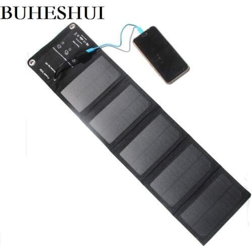 BUHESHUI 10W Foldable Portable Solar Panel Charger 5V USB Output Solar Charger For Smartphones Outdoor Camp Waterproof New