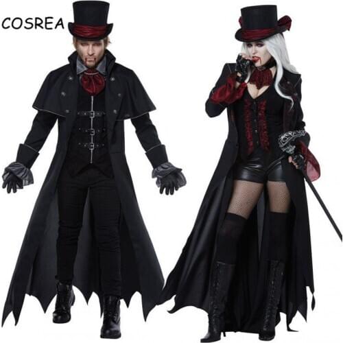 Female Vampire Halloween Costumes Black Suit Clothing Set Queen Dresses Demon Gentleman Uniform Witch Role Playing Halloween