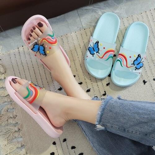 Womens Summer Butterfly Beach Slippers Comfortable Slides Woman Indoor Non-Slip Soft Slippers Fashionable Female Slippers