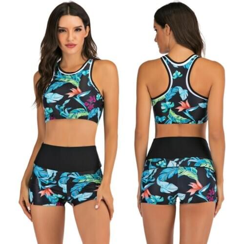Women Surf Swim Sexy Two Piece Swimsuit Sportswear Rash Guard Swimwear Beachwear
