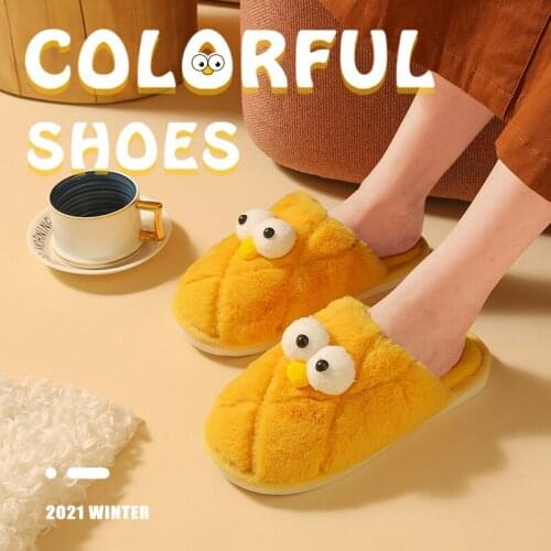 2021 Winter Men and Women Thicken Warm Indoor Home Furnishing Cotton Shoes Lovers Creative Non-slip Plush Slippers